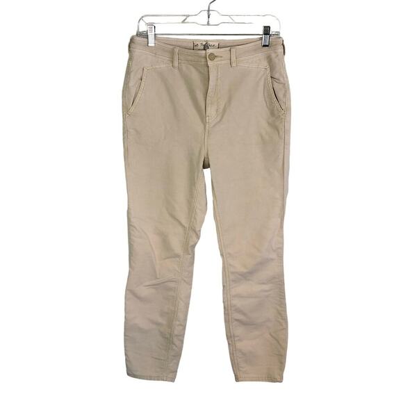 Free People Size 6 Fine Line Straight Leg Corduroy Crop Jeans Moon Rising Cream - Picture 2 of 9